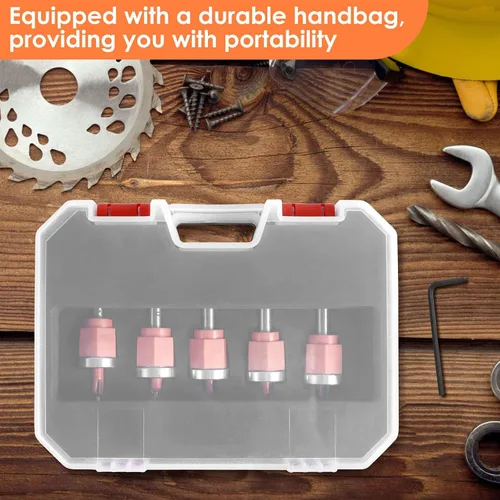 Vista 7 de Juego de 5 brocas avellanadas de límite con perforador, kit de brocas avellanadas ajustables profundas, broca avellanada de madera de vástago