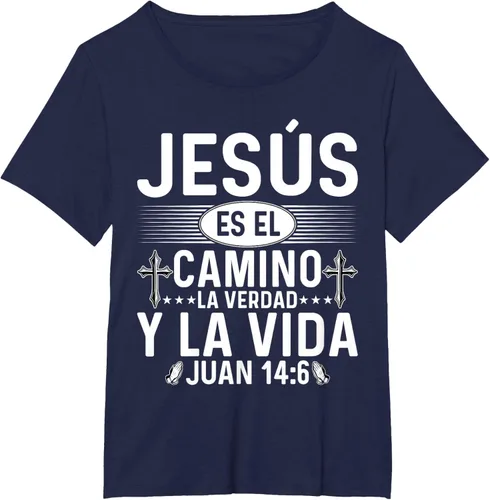 Vista 14 de Camisetas Cristianas en español Versículos Biblia Juan 14:6 Camiseta, Negro, S