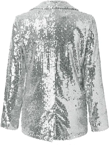 Vista 7 de Women Sequins Jackets Open Front Blazer Jacket Trendy Long Sleeve Sparkly Glitter Cardigan Suit Coat with Pockets