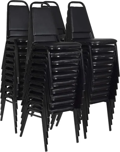 Vista 8 de Regency Silla apilable acolchada para restaurante – Silla de café y comedor tapizada de vinilo duradero con marco de metal para almuerzos