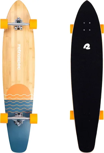 Vista 11 de Retrospec Zed Pintail & Cruiser Longboard Patineta para Adultos - Tabla de 112 cm de bambú y arce canadiense con rodamientos ABEC-7, ruedas