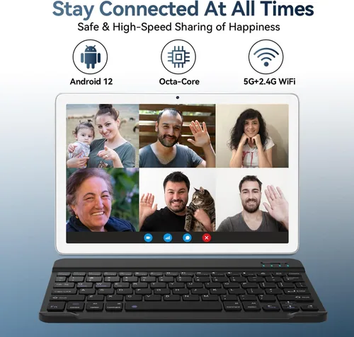 Vista 4 de Tablet 2025 - Tableta Android de 10 pulgadas, tabletas WiFi 5G Octa-Core con teclado, 128 GB + 8 GB + 1 TB de almacenamiento expandible, tableta