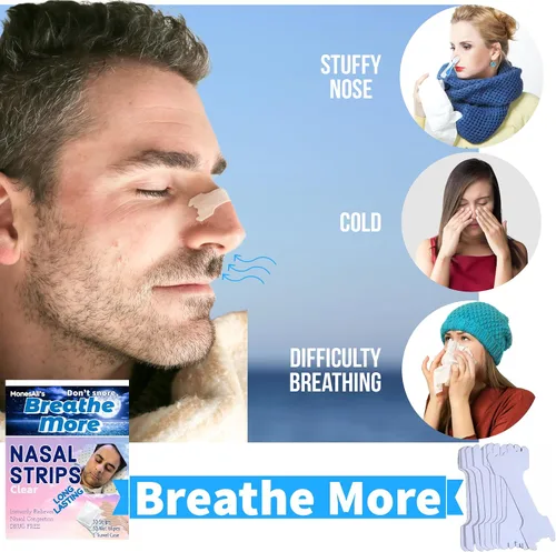 Vista 6 de Tamaño adulto Don't Rone, Breathe More, 50 tiras nasales, 50 toallitas y estuche, tiras nasales, tiras nasales para ronquidos, tiras nasales