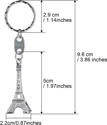 Vista 2 de Outus 15 llaveros de la Torre Eiffel, retro, adornos franceses