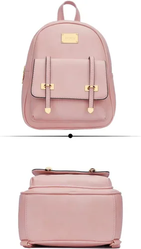 Vista 3 de KKXIU Mochila pequeña para niñas, de piel vegana, mini bolsa de libros para mujeres, linda mochila con pompones para adolescentes
