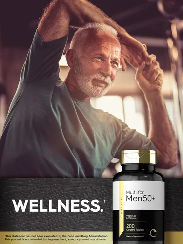 Vista 7 de Carlyle Multivitamínico para hombres mayores de 50 años 200 unidades con vitaminas B, vitamina D, magnesio y zinc Suplemento sin OMG, sin gluten