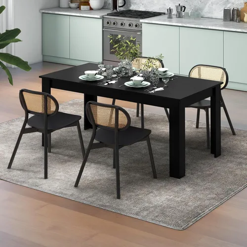 Vista 9 de Giantex Mesa de comedor para 6, mesa de cocina rectangular con capacidad de 330 libras, estructura estable, 63 pulgadas de largo x 31.5 pulgadas