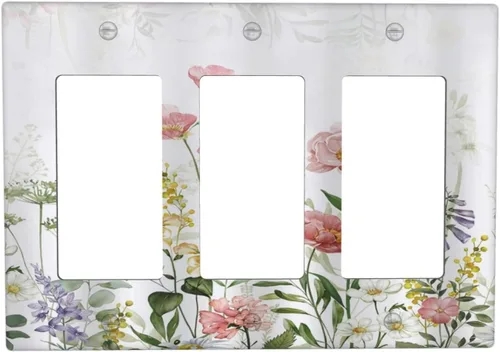 Vista 73 de Cubiertas de Enchufe Dúplex de 1 Gang con Hojas Florales de Eucalipto Azul en Acuarela, Placa Frontal Decorativa para Interruptor de Luz, Placa