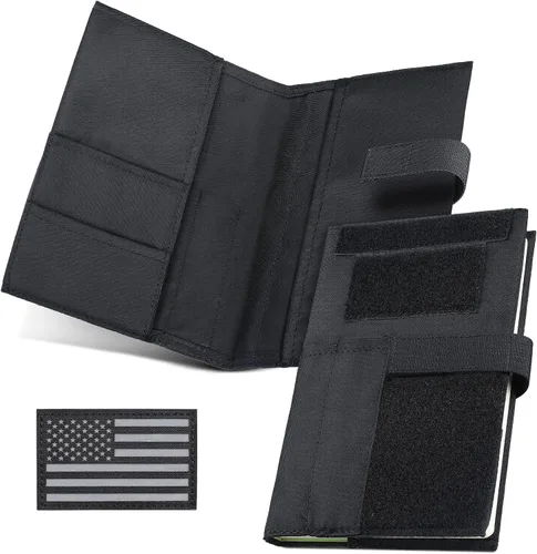Vista 9 de Funda táctica para libro de registro militar de 5.5 x 8 pulgadas, soporte protector de libro verde, funda desmontable para cuaderno de campo