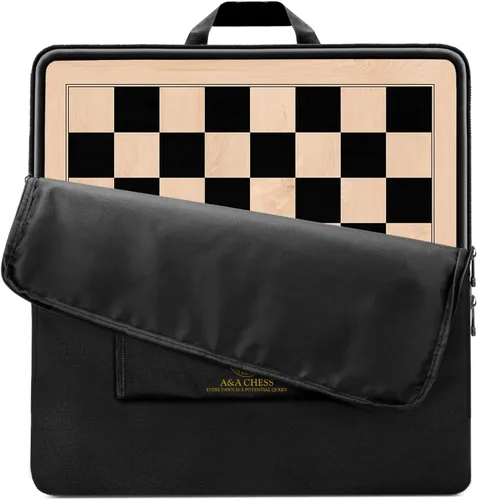 Vista 15 de A&A Tablero de ajedrez profesional de madera de 17.25 pulgadas con bolsa de almacenamiento, madera de ébano e incrustaciones de arce, cuadrados