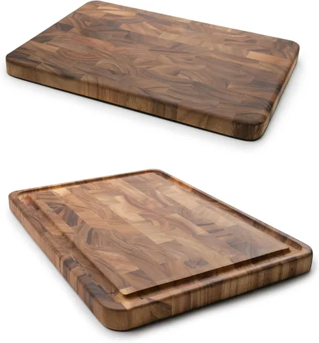 Vista 6 de Ironwood Oslo Tabla de Cortar Cuadrada de Fibra Transversal de Uso General, Talla Única, Madera de Acacia, Marrón Dice, Prep & Serve Great for
