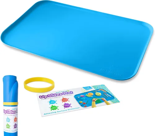 Vista 14 de Just Messin' Tapete de silicona para arte y manualidades, Legos, slime, resina, pintura y fabricación de joyas, protección de mesa con lados