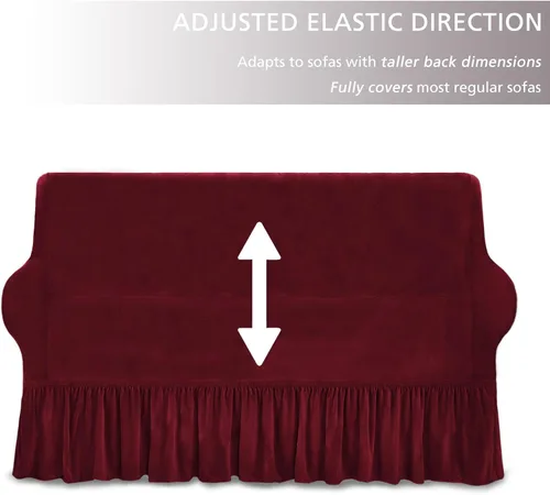 Vista 147 de NICEEC Funda para sofá biplaza, súper suave, 1 pieza, color rojo vino, elástica, universal, de elastano, para sala de estar, fácil ajuste, lavable