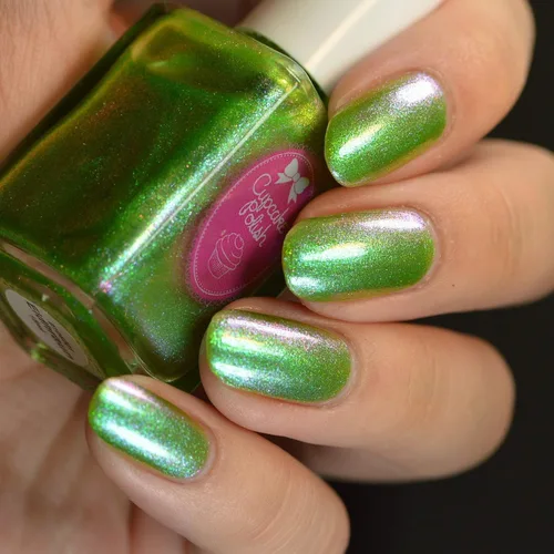 Vista 4 de Eldhraun - Esmalte de uñas verde guisante que cambia de esmalte de uñas por Cupcake Polish