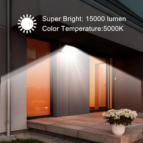 Vista 3 de Luz de inundación LED de 150 W, IP66, impermeable, para exteriores, 15000 lm, 5000 K, luz de trabajo con enchufe e interruptor, luces de seguridad