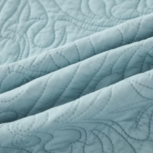 Vista 6 de WINLIFE Funda de almohada acolchada 100% algodón con estampado floral tamaño estándar (azul bebé)