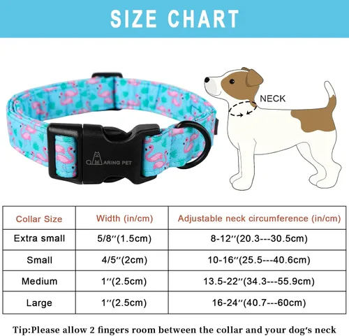 Vista 258 de Aring Pet Collar de algodón, ligero y ajustable, con hebilla de liberación rápida, para perros pequeños, medianos y grandes, para cachorros, S, Hoja
