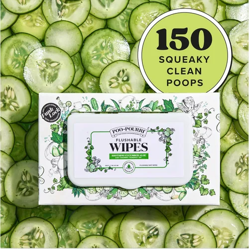 Vista 11 de Poo~Pourri Flushable Wipes, Cucumber Aloe, Dispensers, 50 Count (Pack of 6)