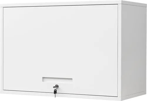 Vista 15 de Yizosh Armario de garaje de metal con puertas, armario de almacenamiento montado en la pared, gabinete de herramientas flotante para sótano, cocina