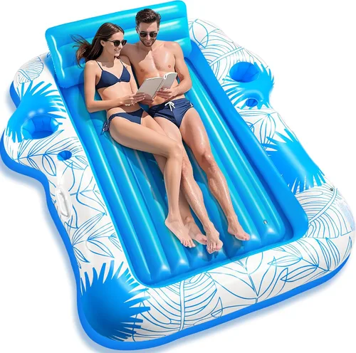 Vista 8 de Inflatable Pool Lounger for Adults, Extra Large Blow Up Tanning Pool Bed, Sunbathing Floating Raft, Portable Suntan Tub Floaties for Beach, Pool &