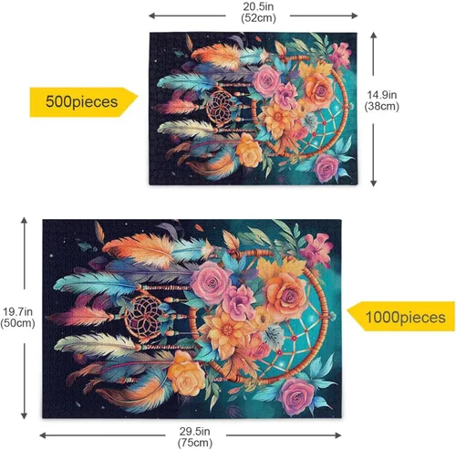 Vista 5 de Dreamcatcher Floral Jigsaw Puzzles 500 Pieces for Adults with Mesh Storage Bag 2011427