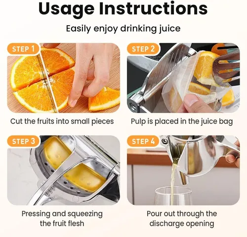 Vista 2 de Exprimidor manual de frutas resistente, exprimidor de jugo de fruta fresca de aleación de aluminio 2026, extractor de jugo desmontable con tazón