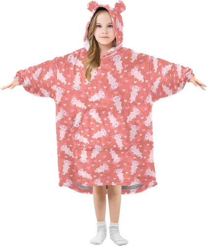 Vista 17 de Mantas portátiles para niños, súper suaves, cálidas y acogedoras, sudadera con capucha de gran tamaño, regalos para niños de 3 a 14 años, niñas