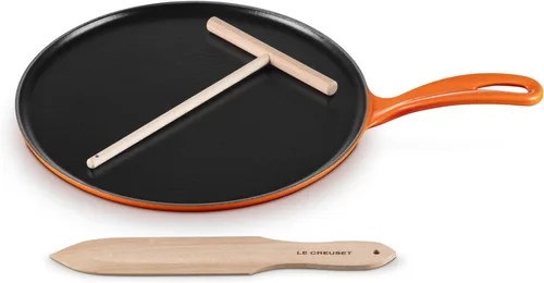 Vista 14 de Le Creuset Sartén Crepe Redonda Tradicional de Hierro Fundido Esmaltado, 10.25 Pulgadas, Alcachofa