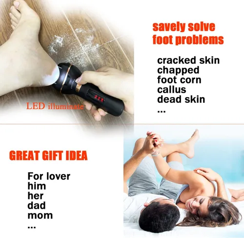 Vista 6 de Removedor eléctrico de callos de pies, largo tiempo de servicio, lima electrónica recargable para pies, regalo ideal, herramientas de pedicura Negro