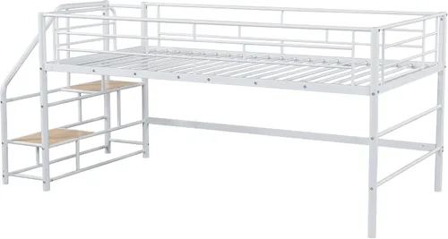 Vista 5 de Merax Base de cama baja de metal junior para niñas y niños, ahorro de espacio/fácil de montar, color blanco