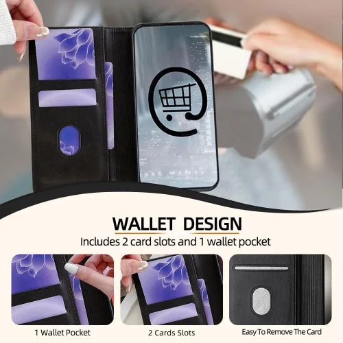 Vista 2 de Case Compatible with Redmi 13X 4G Wallet Card Slot Magnetic Closure Flip Kickstand Black