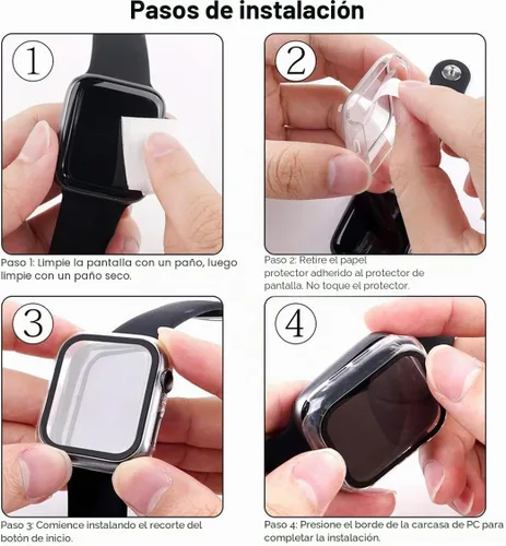 Vista 8 de Paquete de 2 fundas de vidrio templado de 1.77 pulgadas compatibles con Apple Watch Series 8 7 fundas protectoras de pantalla de vidrio templado