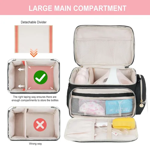 Vista 3 de Bolsa de extractor de leche apta para Spectra S1 y S2, bolsa de bombeo Estuche de transporte con alfombrilla impermeable para accesorios