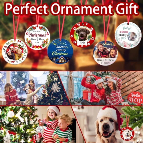 Vista 7 de Adornos de Navidad personalizados para la familia 2023, personaliza tus propios adornos de apellido para Navidad, decoración de árbol colgante