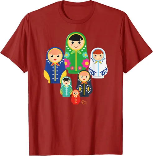 Vista 54 de Matryoshka Russian Nesting Dolls, Rusia - Camiseta de regalo, Azul / Patchwork, S