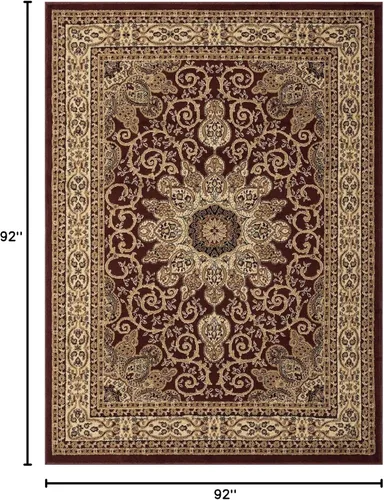 Vista 2 de LUXE WEAVERS Alfombra redonda de 8 pies con medallón floral oriental color burdeos