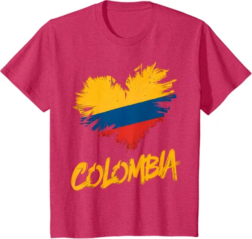 Vista 67 de Camiseta con la bandera del corazón de Colombia