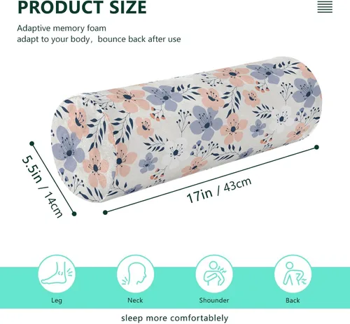 Vista 3 de FRODOTGV Spring Flowers - Almohada de almohada para piernas, almohada redonda para dormir, almohada cilíndrica decorativa