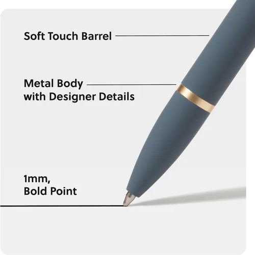 Vista 3 de U Brands Bolígrafos Monterey, juego de 2, gris pizarra oscuro y rosa suave con detalles dorados, punta gruesa (1.0 mm), tinta negra