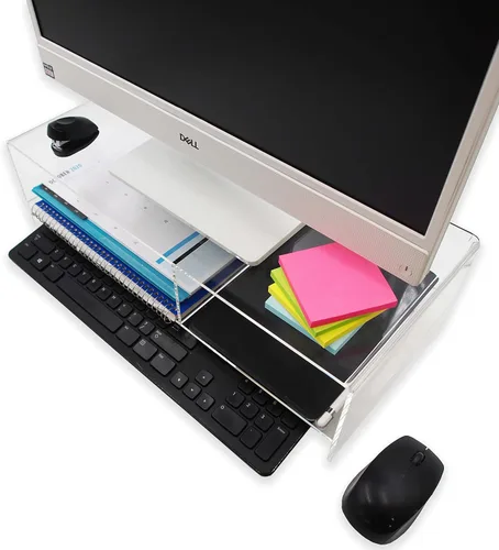 Vista 5 de Company Clear 0.197 in Deluxe Acrylic Monitor Stand para computadoras, monitores, portátiles, tabletas, uso de oficina, uso doméstico, escritorios