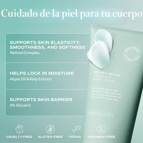 Vista 3 de Saltair Retinol Revive Night Lotion - Loción corporal de retinol de doble acción para una piel más suave y firme - Hidratante hidratante con algas
