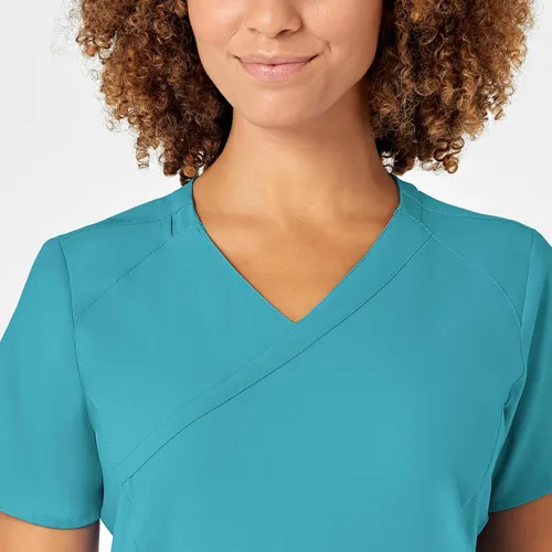 Vista 5 de WINK W123 - Camiseta médica cruzada para mujer, color verde azulado, talla XXS