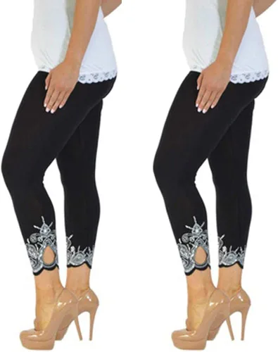 Vista 2 de Aniywn Pantalones de yoga para mujer, talla grande, ajustados, estampados, elásticos, casuales, para entrenamiento, correr, fitness, leggings