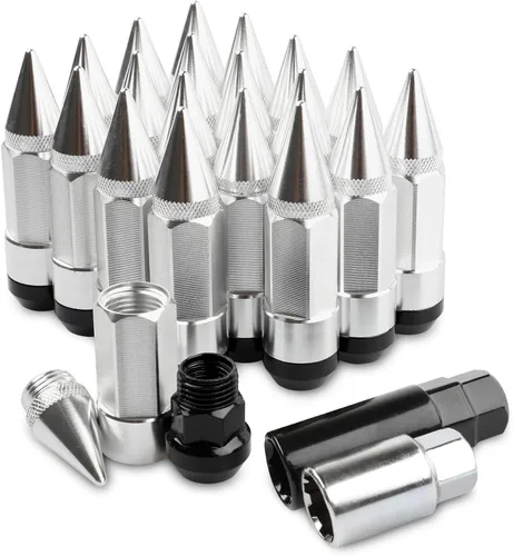 Vista 9 de 20 Piezas Picos Antirrobo Extendidos Sintonizador Rueda/Llantas Tuerca de Orejeta M12X1.5+Llave (Negro)