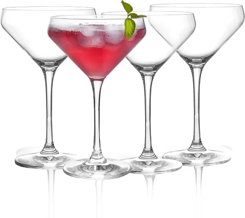 Vista 2 de Crystal Martini - Juego de 4 vasos de cóctel de 11 onzas con caja de regalo de alta calidad, fuertes, sin plomo, transparente