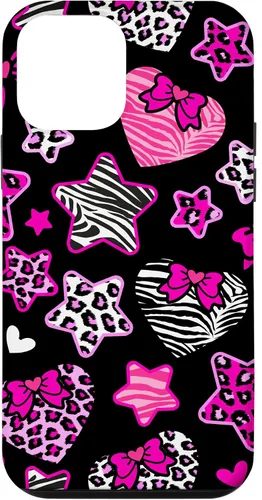 Vista 16 de Funda Bimbo Y2K para iPhone 16 McBling Estética Corazón Estrella Leopardo Zebra Rosa Y2K