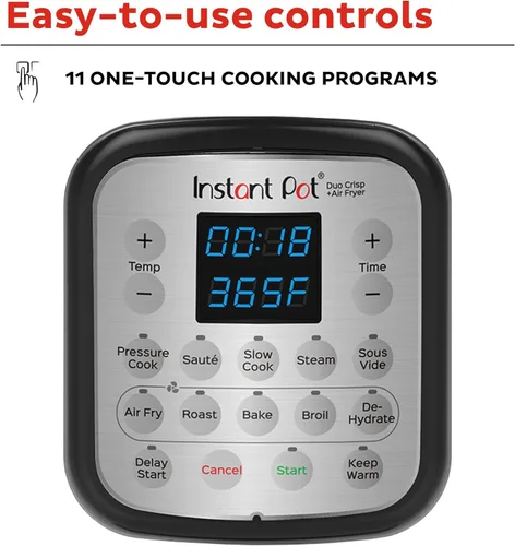 Vista 11 de Instant Pot Duo Crisp - Freidora de aire y olla a presión eléctrica combo 11 en 1 con tapas multicocina que fríe al aire, vaporiza, cocina lenta