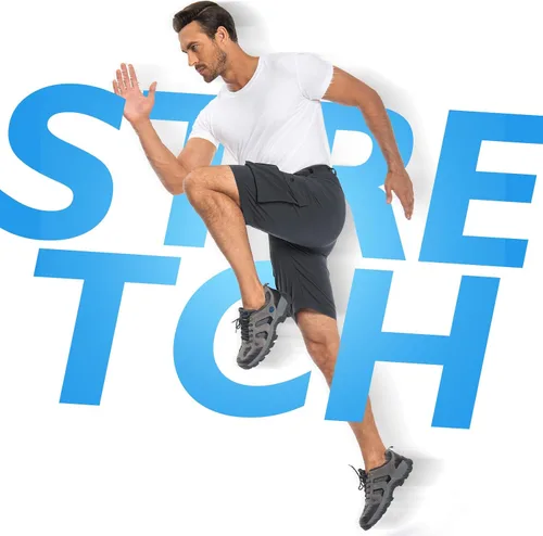 Vista 7 de Hiauspor Pantalones cortos de ciclismo de montaña para hombre, elásticos, de secado rápido, para senderismo, trabajo, golf, pesca, táctico