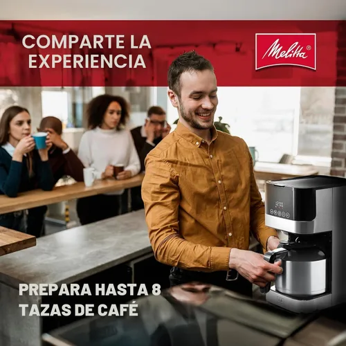 Vista 5 de Melitta Aroma Tocco - Cafetera térmica de goteo, 8 tazas, programable con apagado automático, pausa y servicio, jarra de acero inoxidable con 5