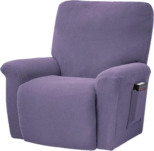 Vista 12 de CONRUSER Fundas elásticas para sillas reclinables, funda suave de 4 piezas, funda gruesa para sofá individual, funda de jacquard con bolsillo